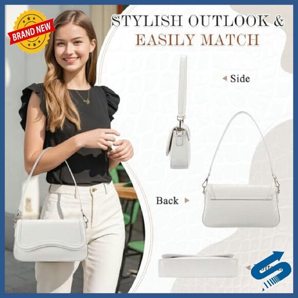 Small PU Leather Shoulder Bag with Adjustable Strap, Magnetic Buckle - Picture 7 of 8